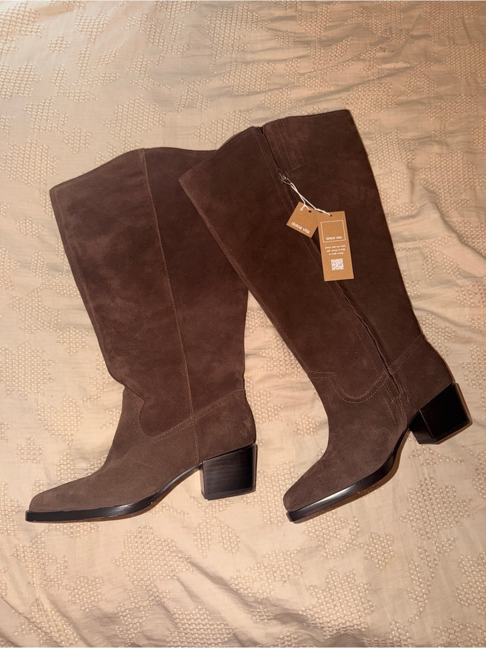 Dolce Vita Brown Suede Mid-Heel Knee Boots NWT
